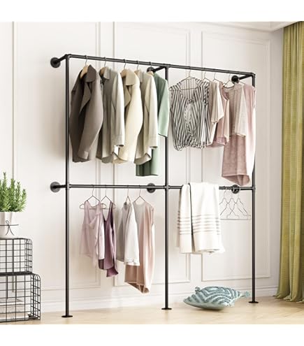 WGX DIY-Deco Industrial Pipe Clothes Rack, Wall Mounted