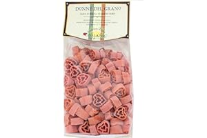 Donne Del Grano Organic Italian Red Hearts Colored Pasta - 17.6oz (500gm) - Pack of 2