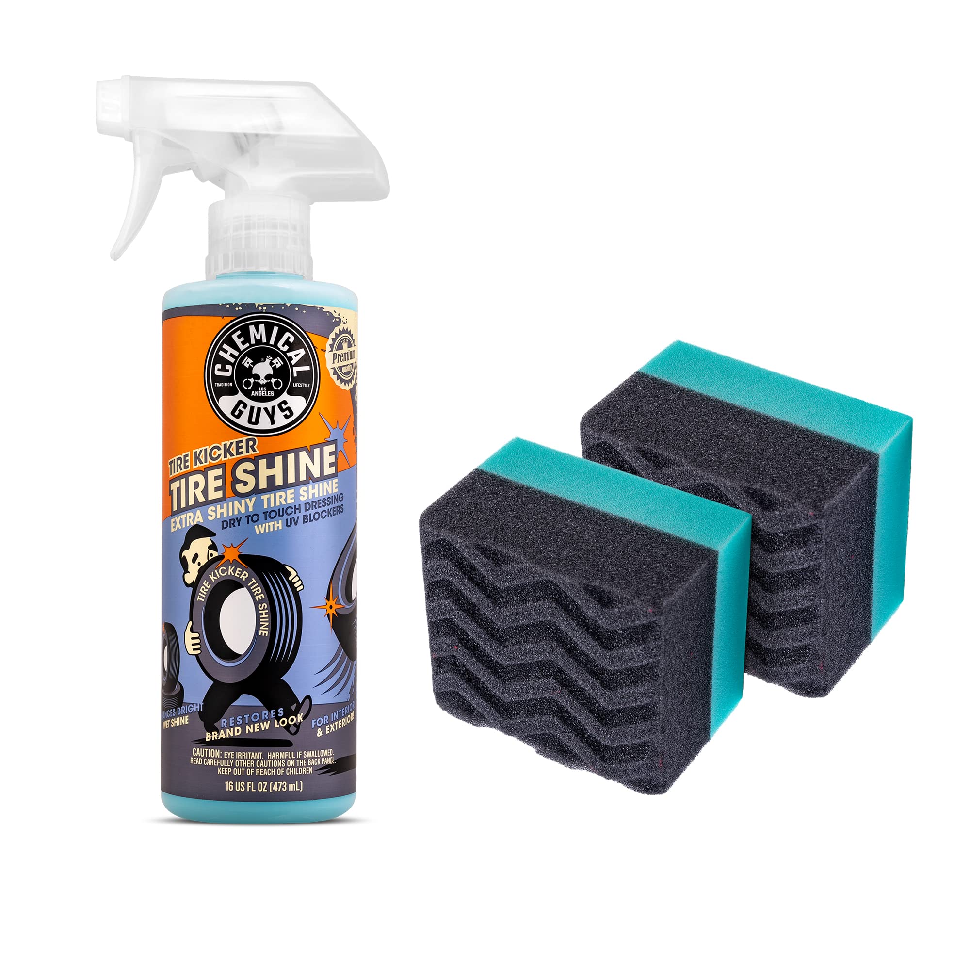 Photo 1 of **MISSING PARTS - Missing Applicators**
Chemical Guys Tire Kicker Sprayable Extra Glossy Tire Shine with Applicators (Works on Rubber, Vinyl & Plastic) Safe for Cars, Trucks, Motorcycles, RVs & More, 16 fl oz