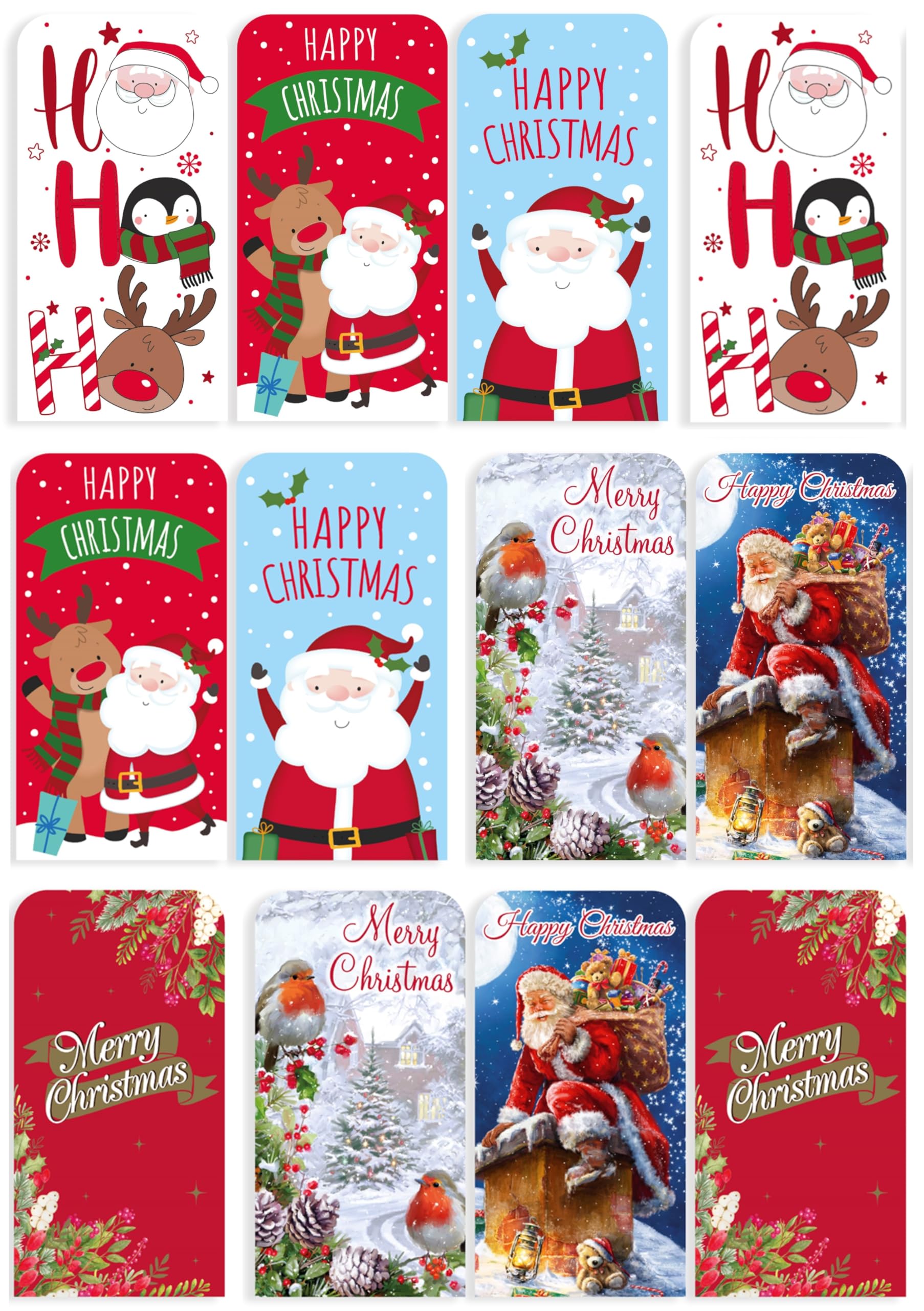 Pack of 12 Christmas Money Wallet Gift Cards & Envelopes Mixed Cute Modern Traditional
