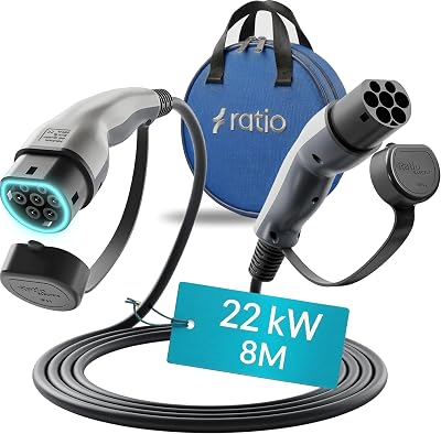 Ratio Electric Type 2 Charging Cable 22kW 32A 8m 3-Phase With Bag