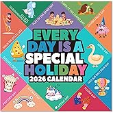 2026 Wall Calendar - 2026 Calendar, Every Day's a Holiday 2026 Calendar, 12" x 24" Large Grid(Opened), 12" x 12"(Closed), Jan 2026 - Dec 2026, 12 Different Monthly Holiday Themes, Premium Paper, Colorful Cartoon Characters