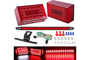 LIMICAR 6" LED Trailer Light Kit, 12V LED Submersible Boat Trailer Lights, Stop Turn Tail License Plate Brake Running LED Tail Lights w/ 29FT Trailer Wire, 15LED 3rd ID Light Bar