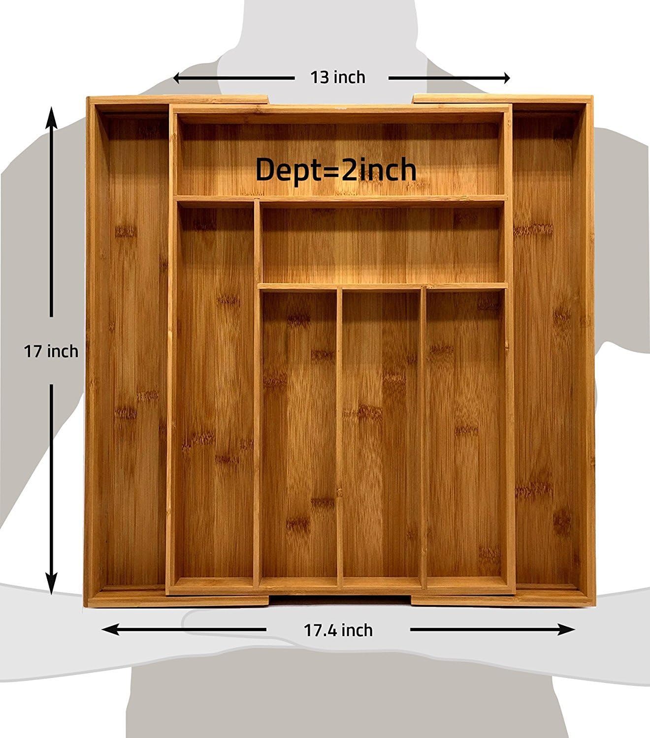 Utopia Kitchen Expandable Drawer Organizer, Adjustable Kitchen Drawer Organizer, Bamboo Drawer Dividers Organizer for Kitchen, Silverware, Flatware, Living Room, Makeup Drawer & Utensil Holder -