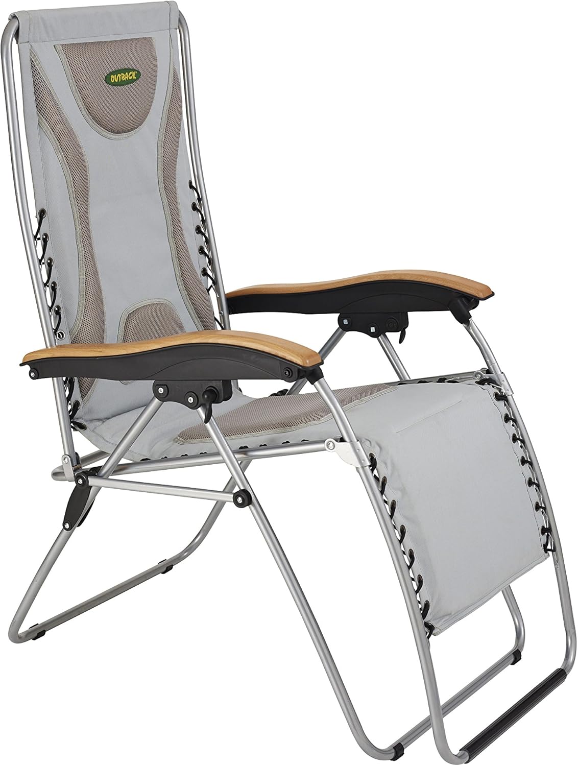 Outback Padded Relaxer Extra Reclining Garden Camping Chair Grey