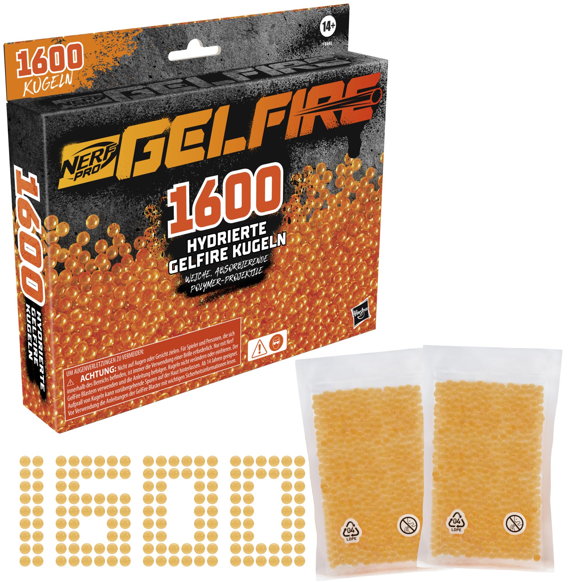 Nerf Pro Gelfire Balls Refill Pack 1600 Hydrogenated Gelfire Balls for use with Nerf Pro Gelfire Blasters