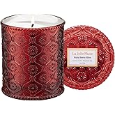 LA JOLIE MUSE Ruby Berry Bliss Scented Candle | Mandarin, Cranberry & Plum | 6 oz Natural Soy Wax Candle | 40 Hours Clean Burn | Valentines Day Gifts for Her | Cozy Home Decor