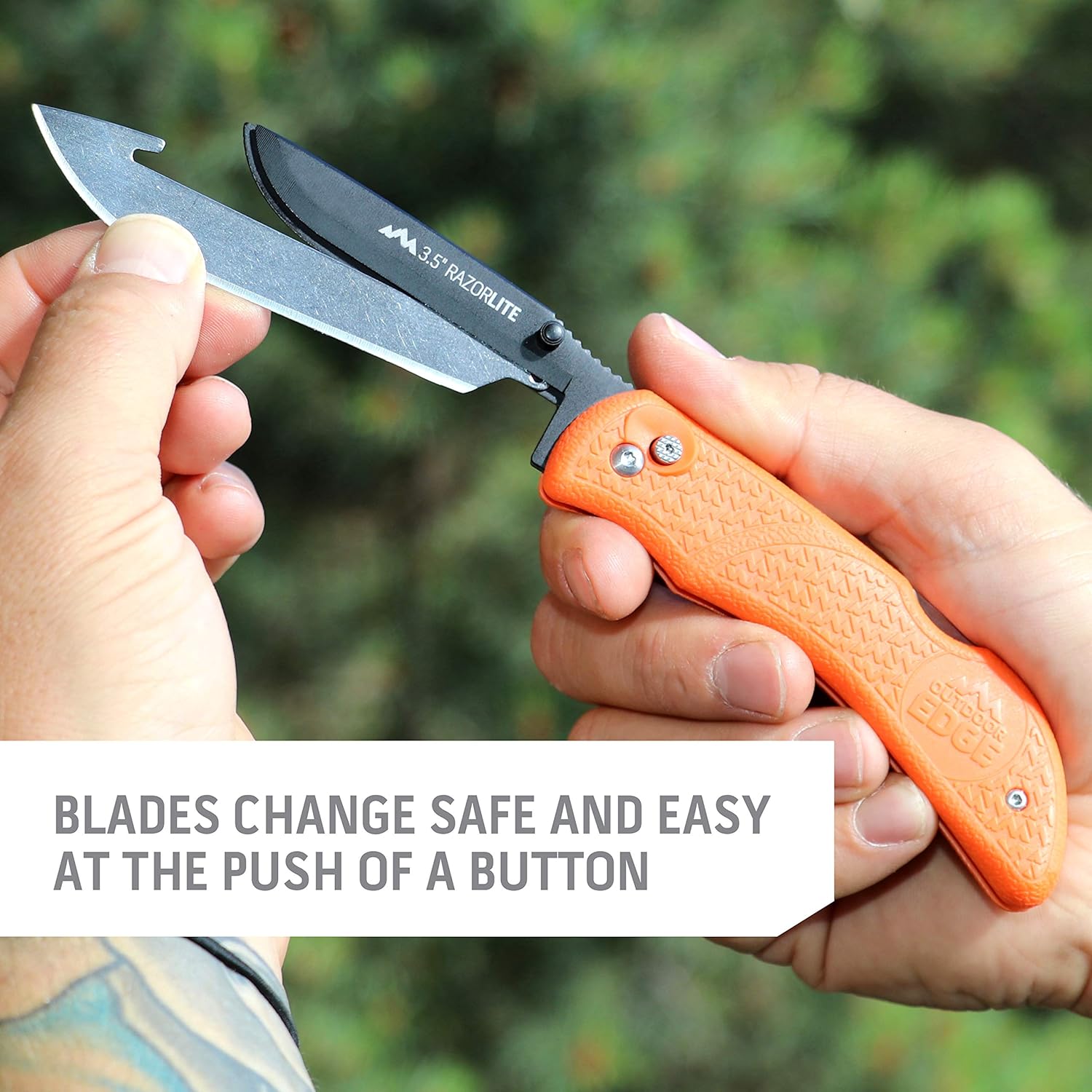 Outdoor Edge RazorLite - Replaceable Blade Folding Hunting Knife with Rubberized Nonslip TPR Handle, 6-Blades and Nylon Belt Sheath (Orange) : Hunting Folding Knives : Sports & Outdoors