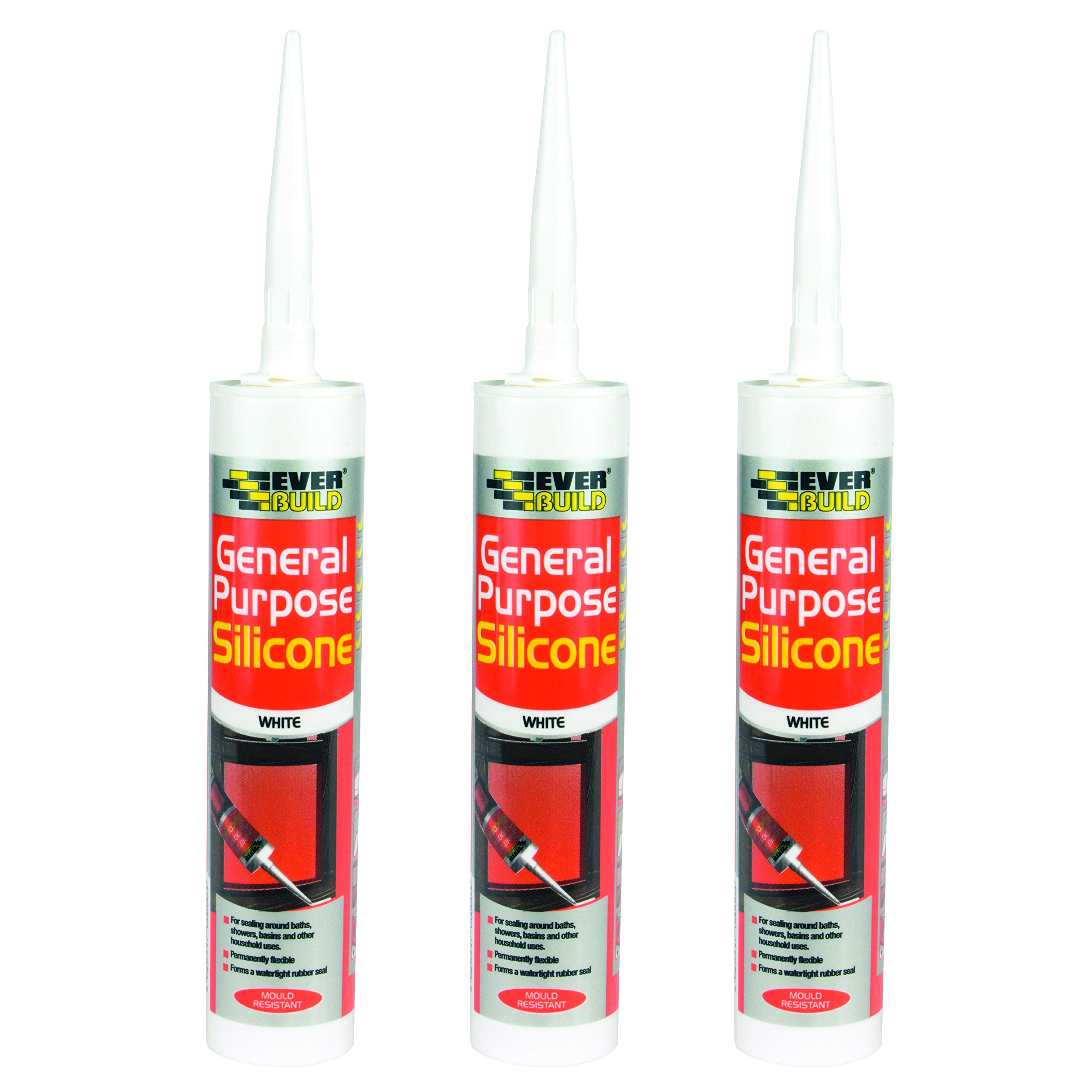 Everbuild 3 X General Purpose Silicone Clear 310ml EVBGPSCL
