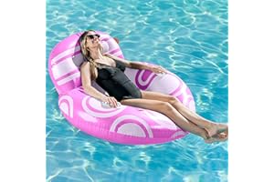 Sloosh Inflatable Pool Floats Chair - River Tube Pool Floaties Sofa with Big Backrest, Lounge Above Water Floating Chair Mesh Bottom Swimming Pool Party Toys Lounger Lake Raft for Adults (Pink White)