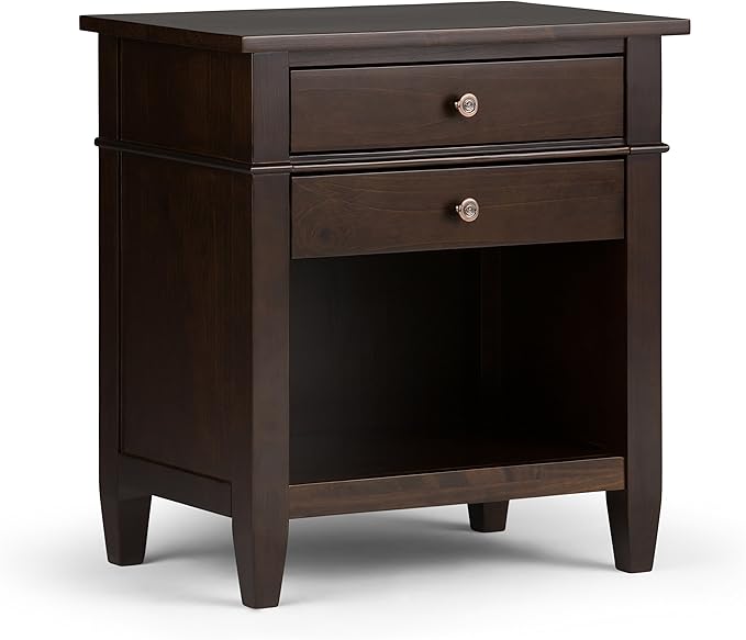 Simpli Home Carlton Solid Wood 24 inch Wide Contemporary Bedside