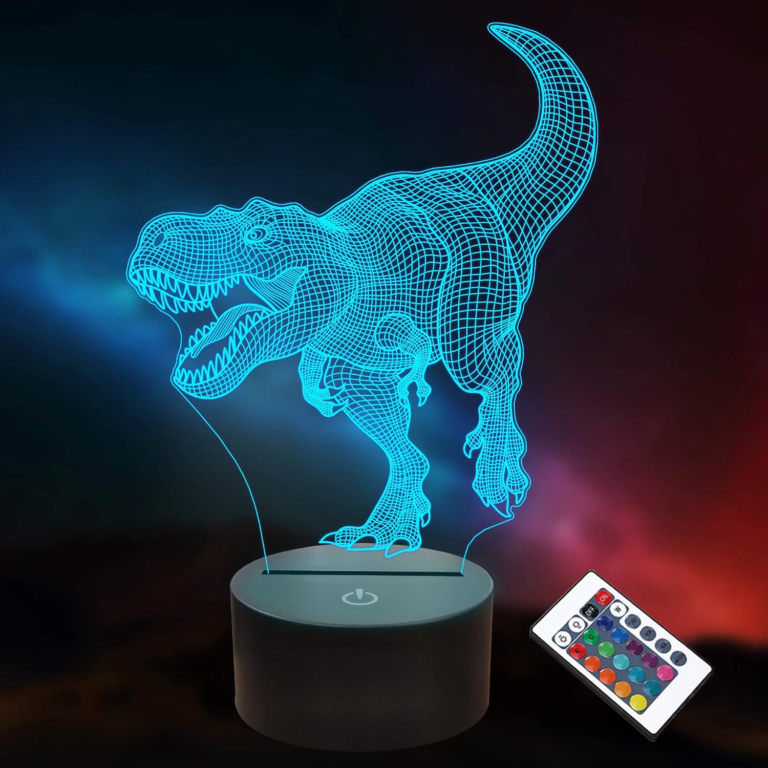 Dinosaur 3D Optical Illusion Lamp LED Night Lights for Kids Boys Girls