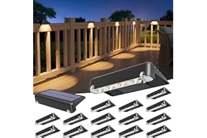 VOLISUN Solar Deck Lights 16 Pack, Warm White Glow LED Large Size Lamp, IP65 Waterproof Step Lights Outdoor for Deck, Step, Fence, Railing, Wall and Stairs(Black)