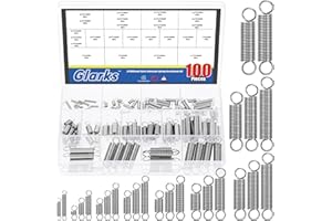 Glarks 100pcs Stainless Steel Extension Springs with Double Hook Sets 25 Sizes Small Spring Tension Spring Wire Assortment for Machinery Construction Industrial