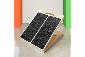 GOODLAN Adjustable Foot Incline Wooden Slant Board For Calf Stretching,440lb Capacity, Balance Velour Stretcher Ankle Stretch Knee Leg Boards Squats Wedge Exercise Pilates Fitness Portable Equipment