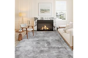 WondRg 6x9 Washable Area Rug Grey Abstract Modern Living Room Bedroom Large Throw Rug Non Slip Soft Thin Simple Indoor Floor Carpet for Dining Room Office Entryway Kitchen Nursery Decor