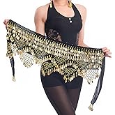 Belly Dance Hip Scarf, Belly Dancer Outfit with 320Pcs Dangling Coins - for Belly Dancing, Yoga, and Dance Training