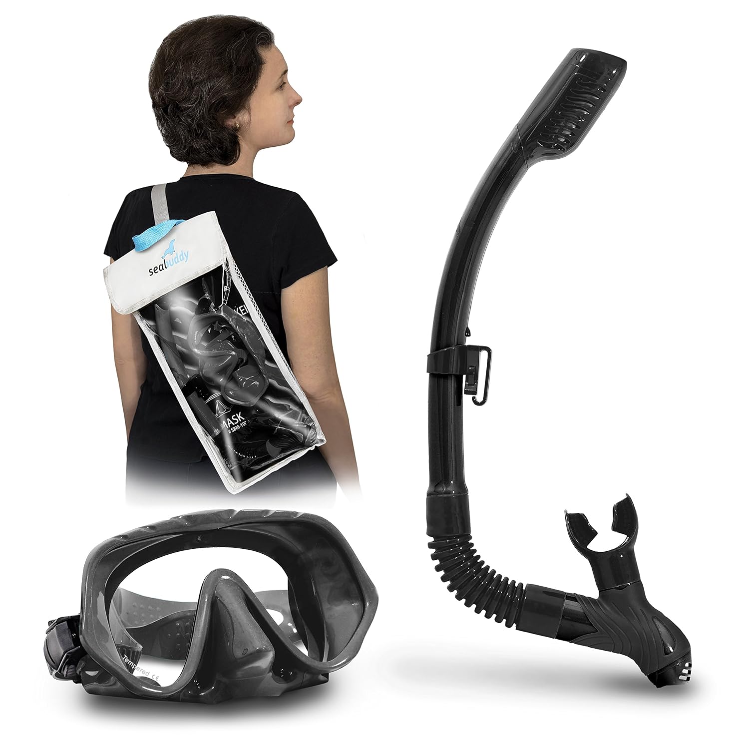 Mesh Gear Bag Combo Dry Top Snorkel Sealbuddy Maui Frameless 1window Mask Snorkeling Freediving