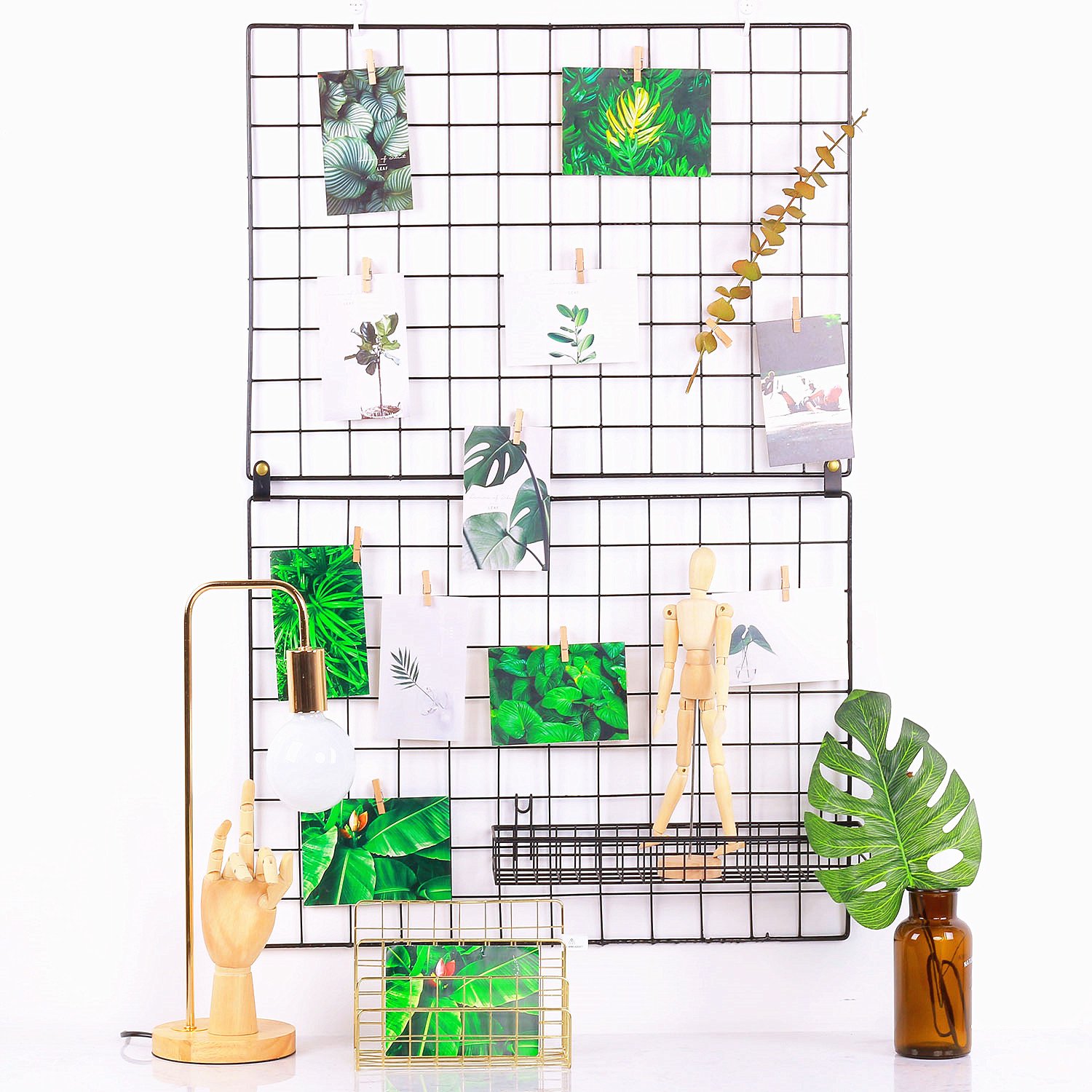 Hosal Black Metal Grid Panel, Wall Sculptures Photo Craft