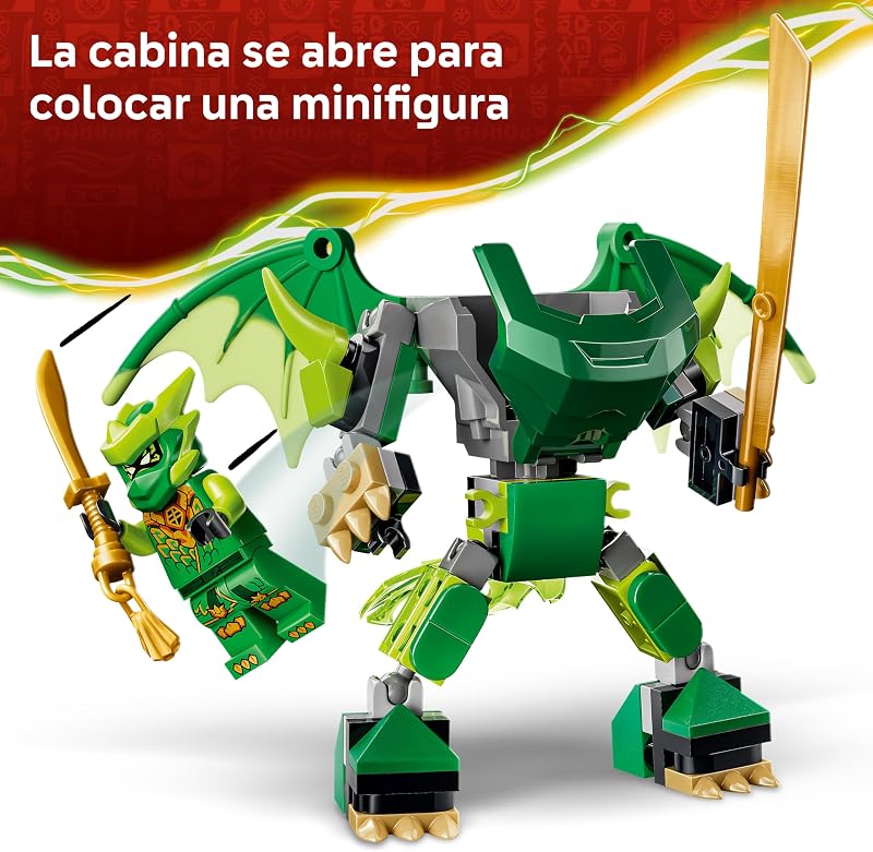 Ninjago Pack de Combate: Meca Dragón de Lloyd – Figura Articulada, 3 Minifiguras y Catanas de Juguete – Decoración para la Habitación Infantil – Regalo para Niños de 6+ Años – 71862