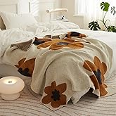 GunziStreet Floral Throw Blanket Big Flower Pattern Soft Cozy Warm Fuzzy Fluffy Microfiber Feather for Couch Bed Sofa Baby Pets Home Decor All Season (Chen Orange, 47''x59'')
