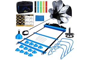 Eazy2hD Speed Agility Training Set- Agility Ladder,12 Cones, 4 Adjustable Hurdles,Parachute, Exercise Workout Equipment Boost Fitness & Increase Quick Footwork