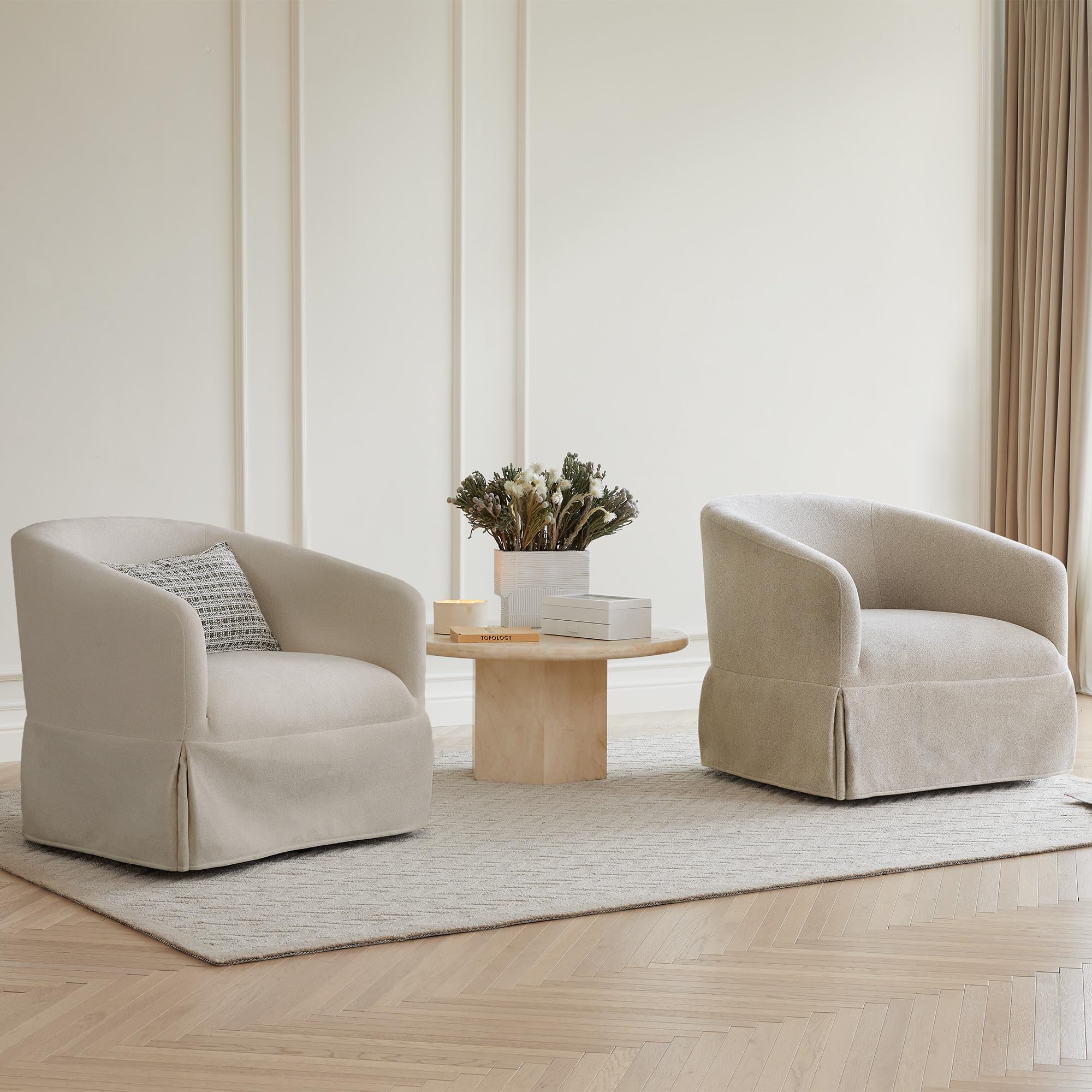 Photo 1 of ***SEE NOTES*** 
KISLOT Swivel Accent Chair Set of 2, 360 Degree Linen Fabric Armchair Modern Barrel Chairs Armchair for Living Room Bedroom Home and Office,Taupe