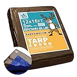 STARPYNG-5 Mil Brown/Blue 12x16 Feet Tarp-LightDuty