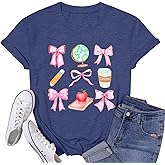 Teacher Shirts Womens Bow Teacher Graphic Tees Cute Teacher Appreciation Gifts Shirt Summer Casual Short Sleeve Tops