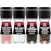 McCormick Salt & Pepper Grinder Variety Pack, Himalayan Pink Salt, Sea Salt, Black Peppercorn, and Peppercorn Medley, 6.47 oz