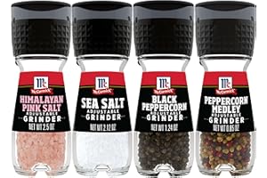 McCormick Salt & Pepper Grinder Variety Pack, Himalayan Pink Salt, Sea Salt, Black Peppercorn, and Peppercorn Medley, 6.47 oz