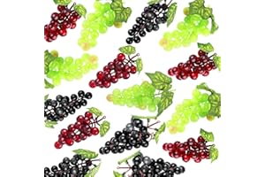 Outgeek Artificial Grapes, Artificial Grapes Mini Grape Clusters Rubber Fake Grape Bundles Decorative Grapes Hanging Ornaments for Vintage Wedding Favor Fruit Wine Decor Faux Fruit Props (9 Pack)