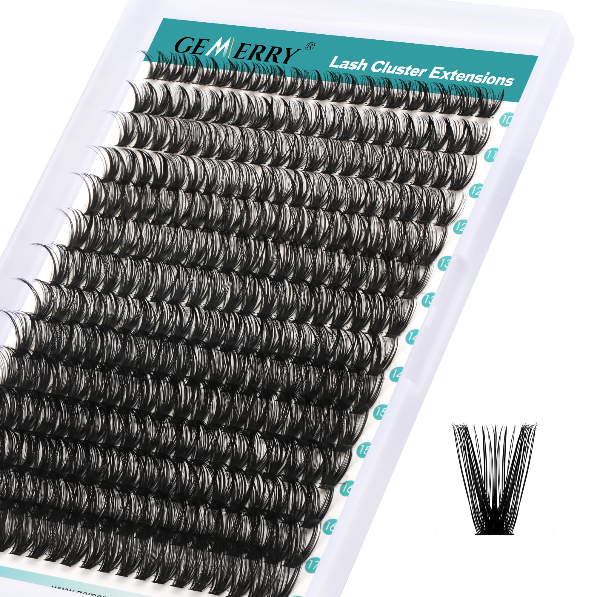 GEMERRY Individual Eyelashes 50D Curl Cluster Lashes Natural Eyelash Extension 280pcs Mixed Tray Reusable Handmade Home Application (50D-0.07D-10-18MIX)