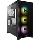 CORSAIR iCUE 4000X RGB Tempered Glass Mid-Tower ATX PC Case - 3X SP120 RGB Elite Fans - iCUE Lighting Node CORE Controller -