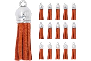 Mandala Crafts 100 Pcs Orange Faux Suede Tassels Bulk Keychain Making Supplies - Small Leather Tassels for Charms, Jewelry Making, and DIY Crafts