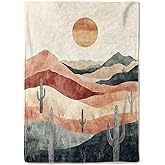 coedoaes Vintage Desert Sunset Fleece Blanket - 50x60in Cacti Sun Retro Southwestern Throw Blankets,Soft Cozy Lightweight, Ideal for Living Room Home Rustic Decor and Kids Women Girls Spring Gifts