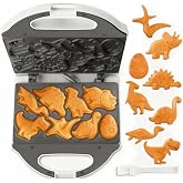 SugarWhisk Dinosaur Mini Waffle Maker for Kids, Mini Pancake Maker Machine for Halloween, 8 Different Shaped Dinos in Minutes, Electric Non-Stick Waffle Iron, White