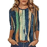 Zeagoo Women's Casual 3/4 Sleeve T-Shirts Round Neck Cute Tunic Tops Basic Tees Blouses Business Work Tee Top