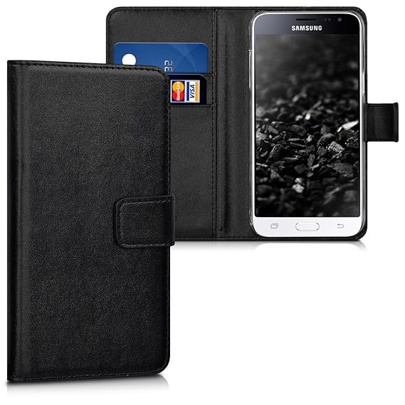 kwmobile Samsung Galaxy J3 (2016) DUOS Hülle - Kunstleder Wallet Case für Samsung Galaxy J3 (2016) DUOS mit Kartenfächern und