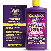 Wizards Mystic Cut Smart Abrasive Compound for Swirls, Scratches - 32 oz | Water-based formula with no silicone or wax, removes haze, sand marks, water spots from clear coat, gelcoat, fiberglass