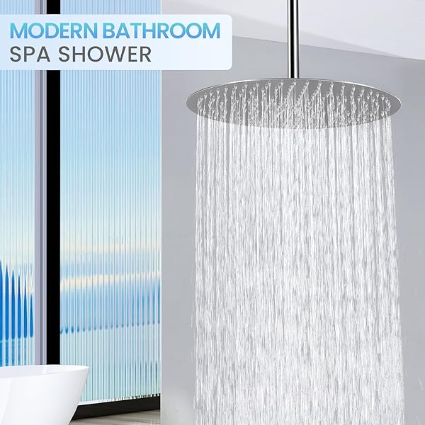 KINLIV 16 INCH ROUND RAINFALL SHOWER HEAD CHROME – ALL METAL STAINLESS STEEL 304, FULL BODY RAINFALL SHOWER WITH 230 SILICONE NOZZLES