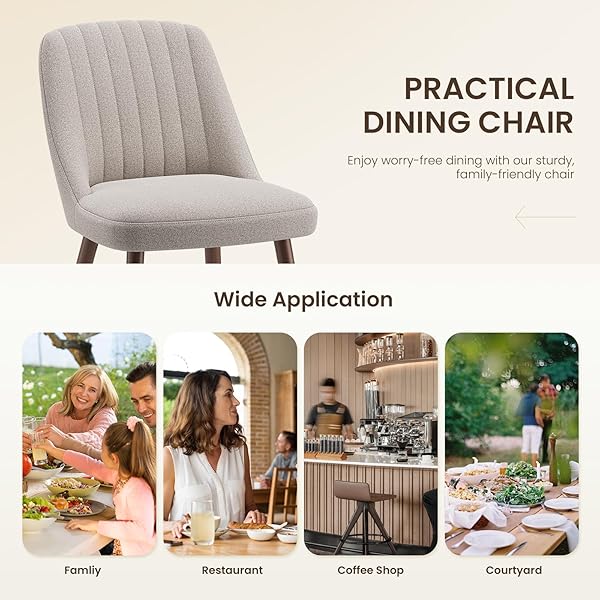 MALOL UPHOLSTERED DINING CHAIRS SET OF 4, MODERN FABRIC KITCHEN CHAIRS WITH BACK, WOOD LEGS FOR KITCHEN DINING ROOM RESTAURANT, CAMEL