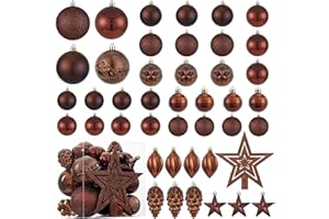 CRISTBEST Christmas Ball Ornaments - 43pcs Shatterproof Christmas Tree Decorative Hanging Ornaments with Loop for Xmas Holiday Party Wreath Home Decoration (Coffee)