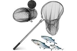 SIWRDTG Heavy Duty Extra Large Aluminum Landing Net - Telescoping Handle (67-100in), 20in Net Opening for Saltwater Fishing