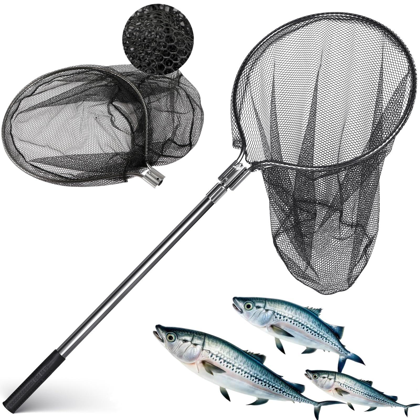 Photo 1 of SIWRDTG Heavy Duty Extra Large Aluminum Landing Net - Telescoping Handle (67-100in), 20in Net Opening for Saltwater Fishing