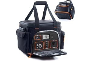 FRECOLSH Travel Carrying Case Compatible with Jackery 500, Portable Power Station Storage Case with Water- proof Bottom and Pocket for Jackery Accessories, Storage Bag Only