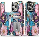 FUNMIKO for iPhone 15 Pro Max Wallet Case with Card Holder + Cash Clip, RFID-Blocking, Military-Grade Drop Protection & UV-Printed Artwork, Magnetic Closure with Kickstand - Vibrant Flower Pattern