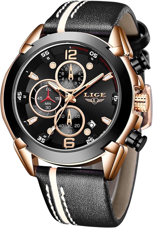 LIGE Watches for Men Sports Chronograph 
