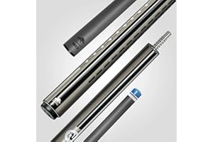 RHINO Nebula 2 Pool Cue - 100% Carbon Fiber Shaft & Composite Butt. Time Crystal Tip, Pro Taper Design, 12.4 mm,12.8 mm. 3/8-8 Joint, 3D Friction Grip. Low Deflection Pool Cue