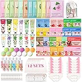 120 PCS Spa Party Supplies for Girls, Sleepover Party Supplies for Girls, Skincare Set, Include Face & Lip Masks, Foot Bath Bombs, Hand Cream, Lip Balm, Under Eye Patches, Spa Birthday Party Favors